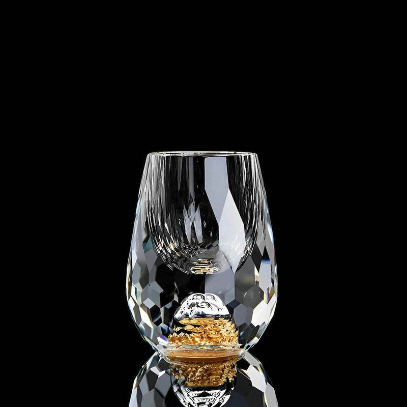 Copo Diamante Luxo com Fundo Duplo e Lascas Douradas para Baijiu, Licor, Cachaça, Tequila e Shots | Haustter