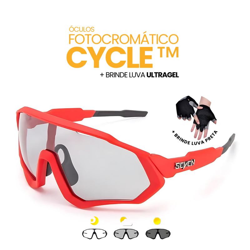 Óculos Fotocromático Cycle + BRINDE LUVA ULTRAGEL