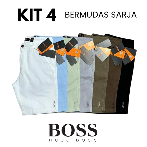 Kit 4 Bermuda Sarja Boss – |Cores Mistas|