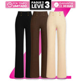 |Leve 3, Pague Só 2| Calça Solena Feminina em Algodão, Poliéster e Viscose de Cintura Alta com Botões Frontais!