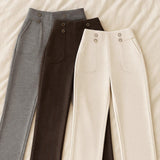 |Leve 3, Pague Só 2| Calça Solena Feminina em Algodão, Poliéster e Viscose de Cintura Alta com Botões Frontais!