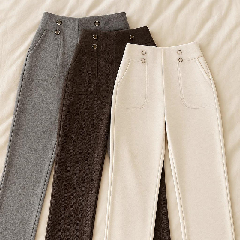 |Leve 3, Pague Só 2| Calça Solena Feminina em Algodão, Poliéster e Viscose de Cintura Alta com Botões Frontais!