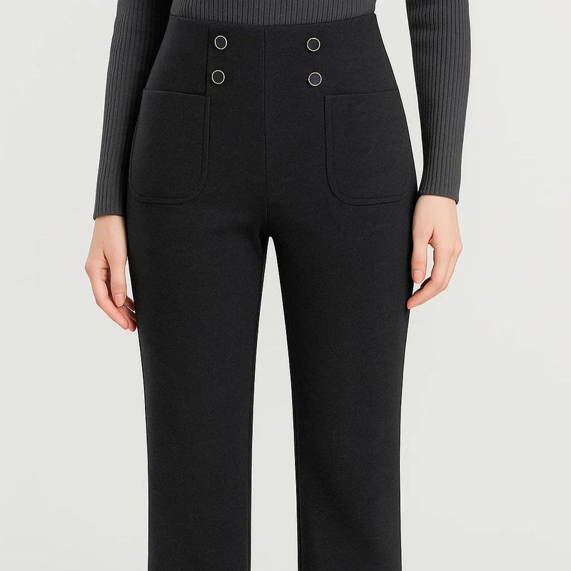 |Leve 3, Pague Só 2| Calça Solena Feminina em Algodão, Poliéster e Viscose de Cintura Alta com Botões Frontais!