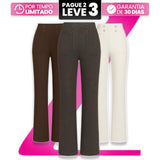 [Leve 3, Pague Só 2] Calça Solena Feminina em Algodão, Poliéster e Viscose de Cintura Alta com Botões Frontais!