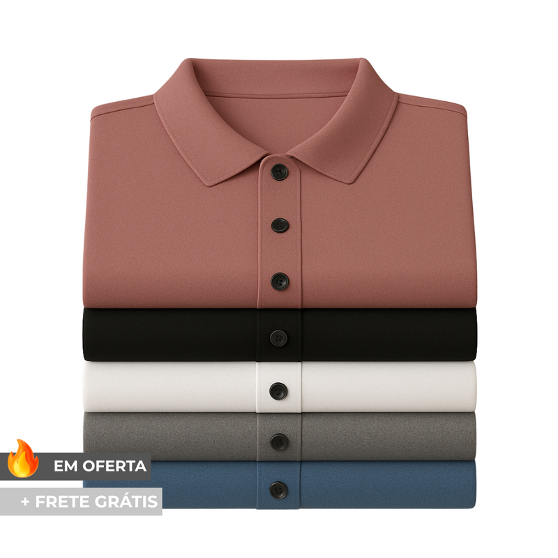 Camisas Polo em Tecido Premium Ice Silk! (COMPRE 3 & LEVE 5)!