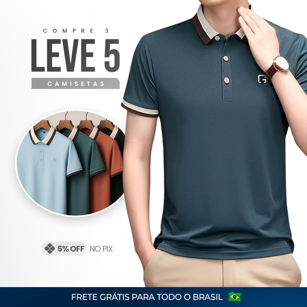 Camisas Polo Elegance em Tecido Premium |COMPRE 3 & LEVE 5|.