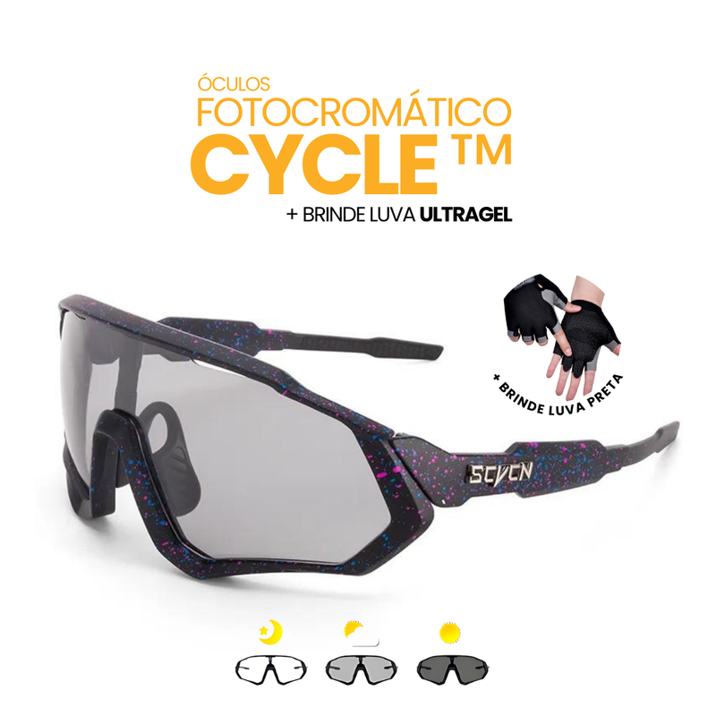 Óculos Fotocromático Cycle + BRINDE LUVA ULTRAGEL