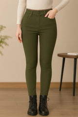 |Leve 5, Pague Só 3| Kit de Calças Femininas Skinny Liana de Cintura Alta em Veludo com Poliéster, Elastano & Spandex
